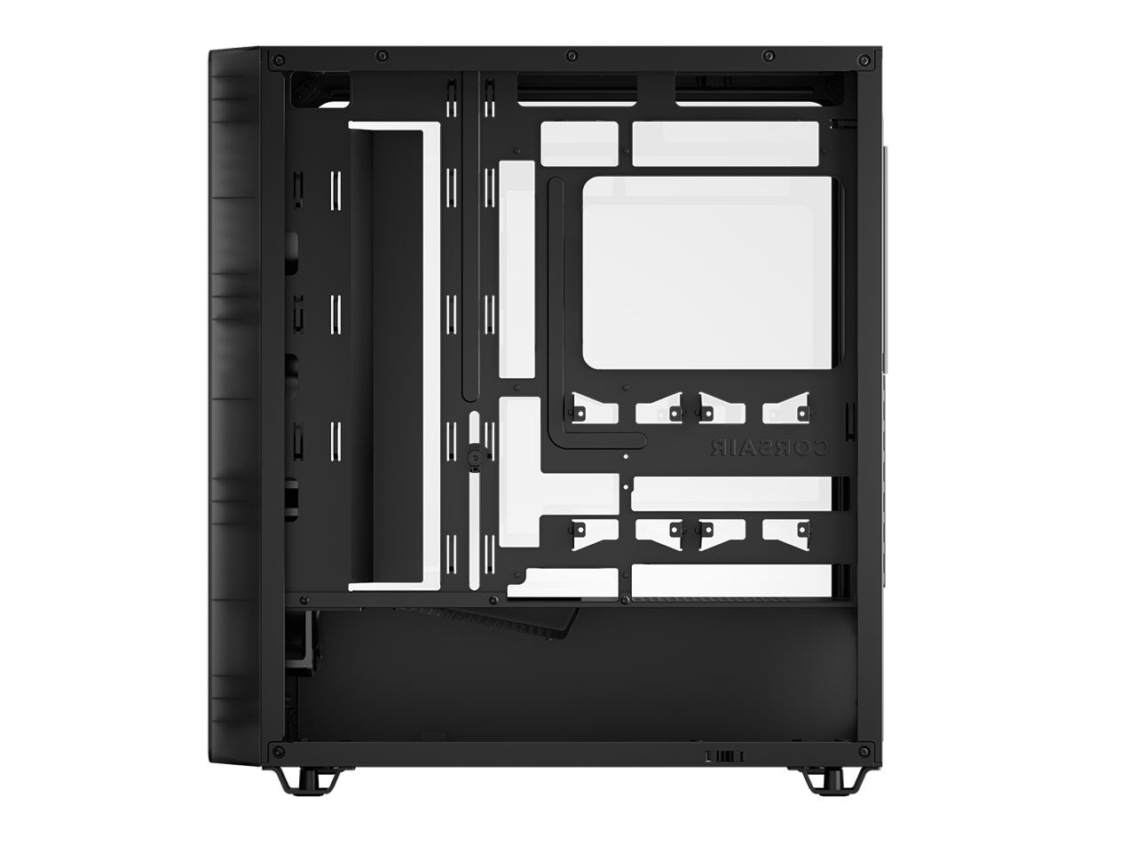 Alt View 6. CORSAIR - CORSAIR 3200D RS Mid-Tower Case - 360mm Rad, BTF/Zero/Stealth Compatible, Angled GPU Fan Mount, Smoke - Smoke.