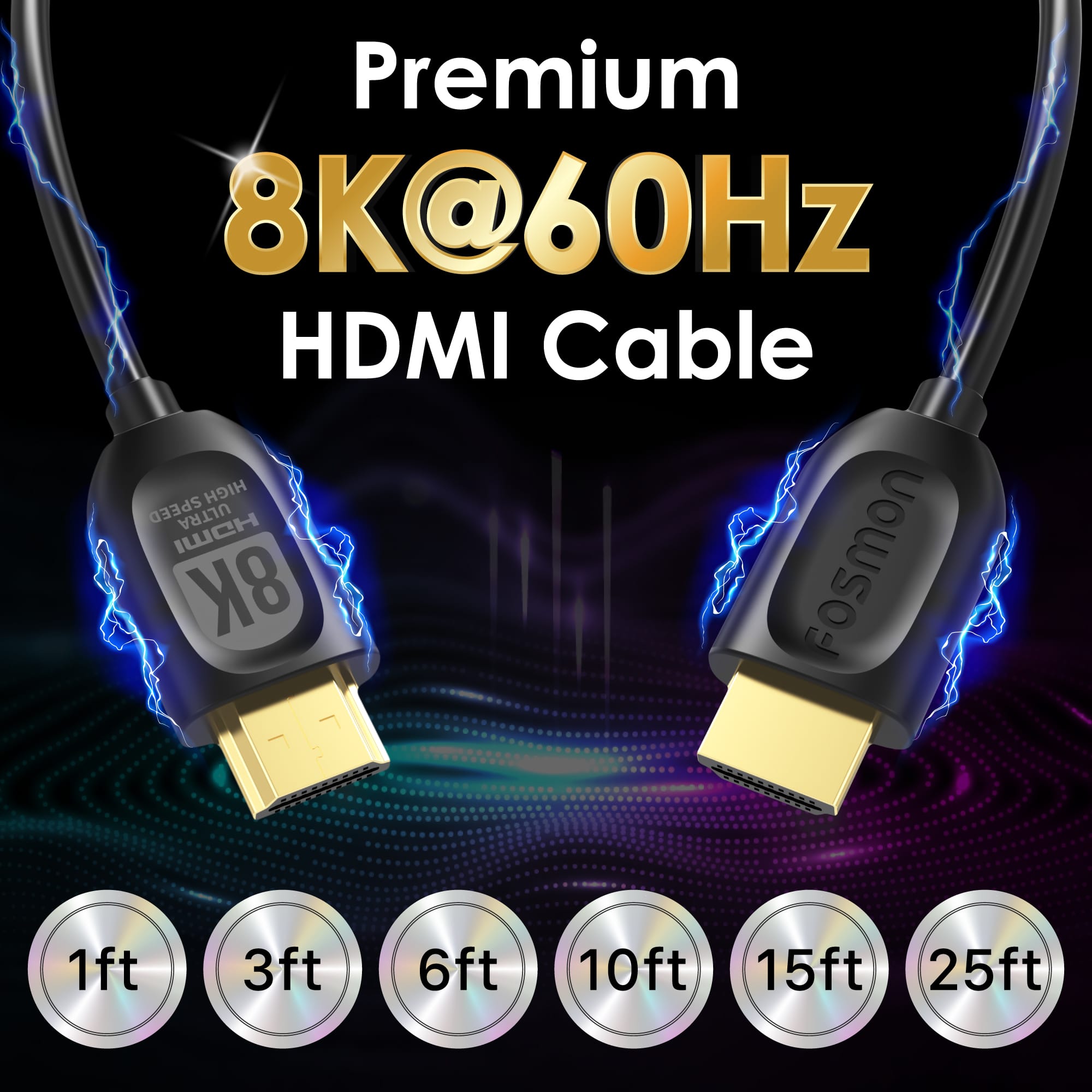 Fosmon 8K Long HDMI Cable 25ft HDMI Cord, 30AWG HDMI to HDMI Cable