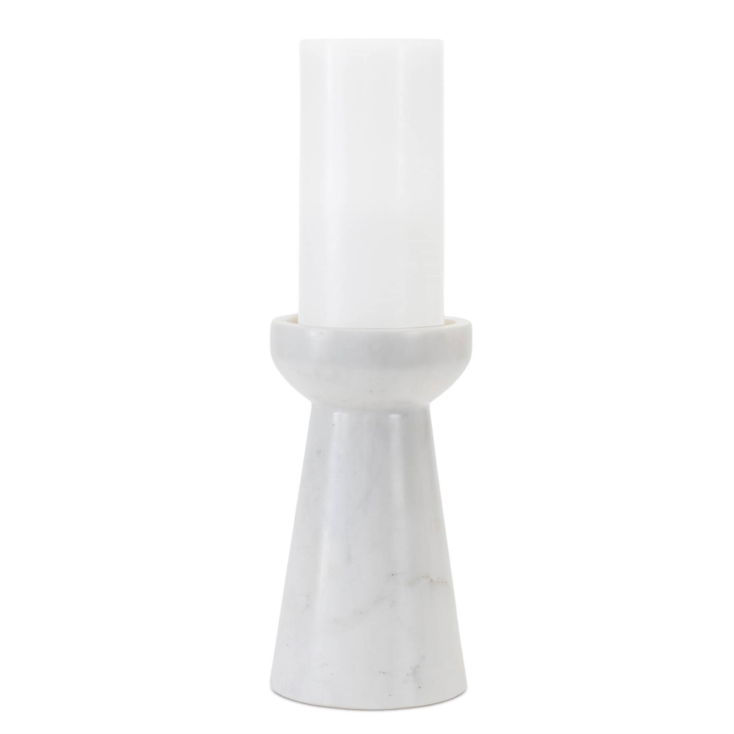 Alt View 1. BreeBe - Modern Marble Candle Holder (Set of 2) - White, Grey.