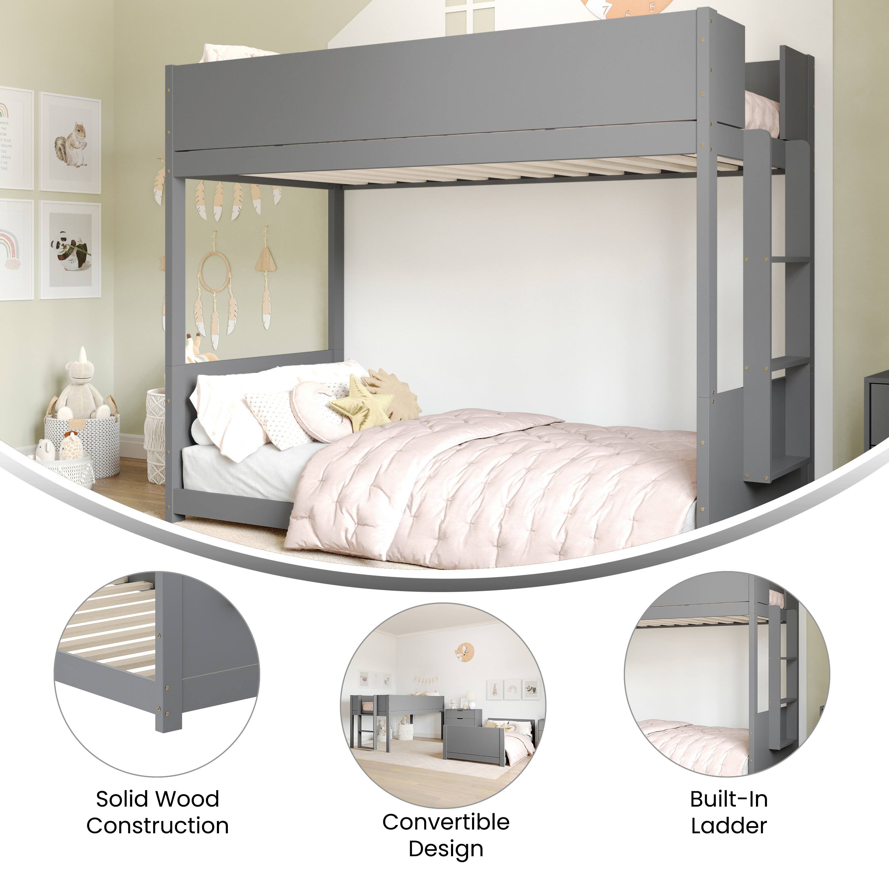 - Solid Wood Construction
- Convertible Design
- Built-In Ladder