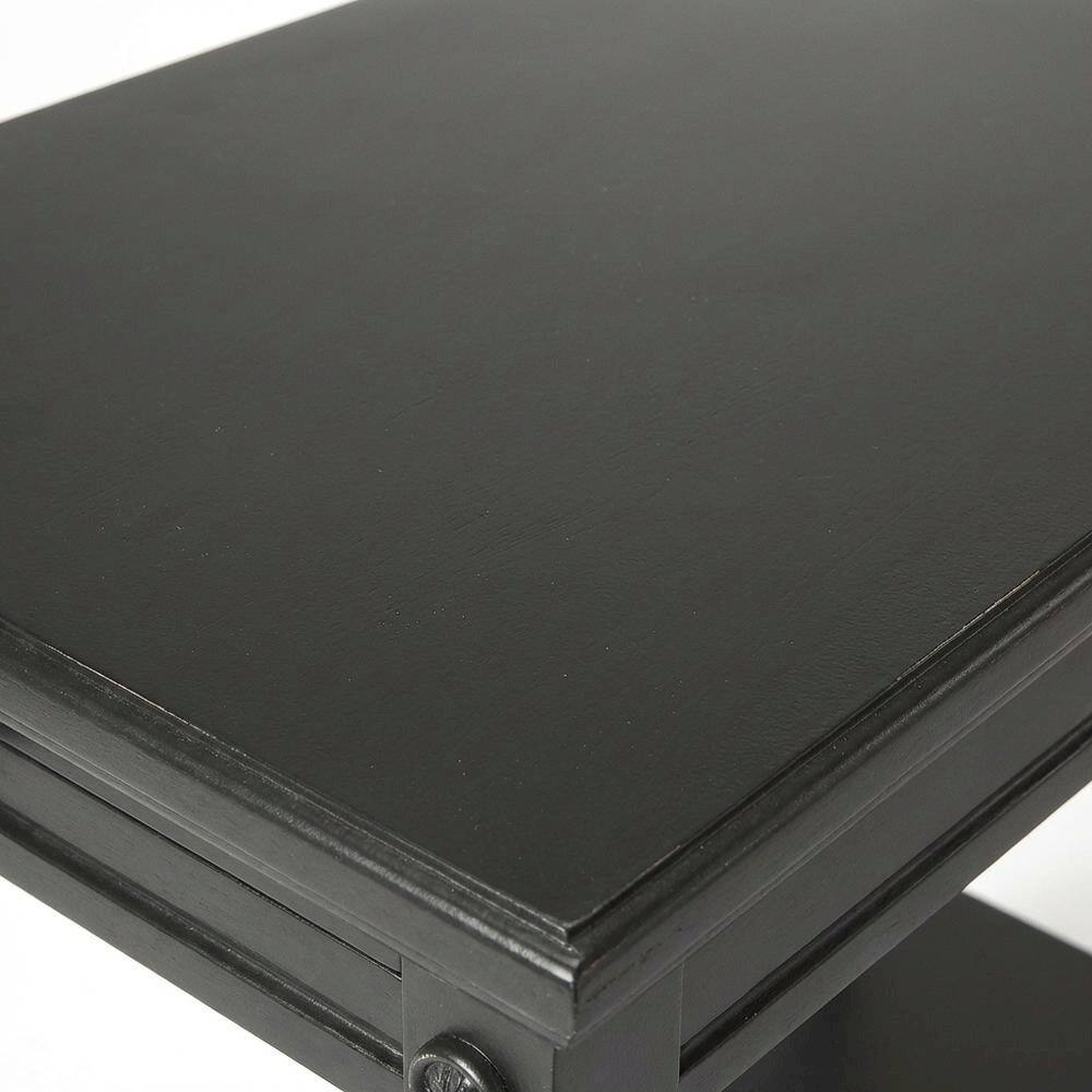 Alt View 2. Starlight Canyon Home - Rectangular End Table, Traditional Wood Accent Side Table for Living Room - Black.