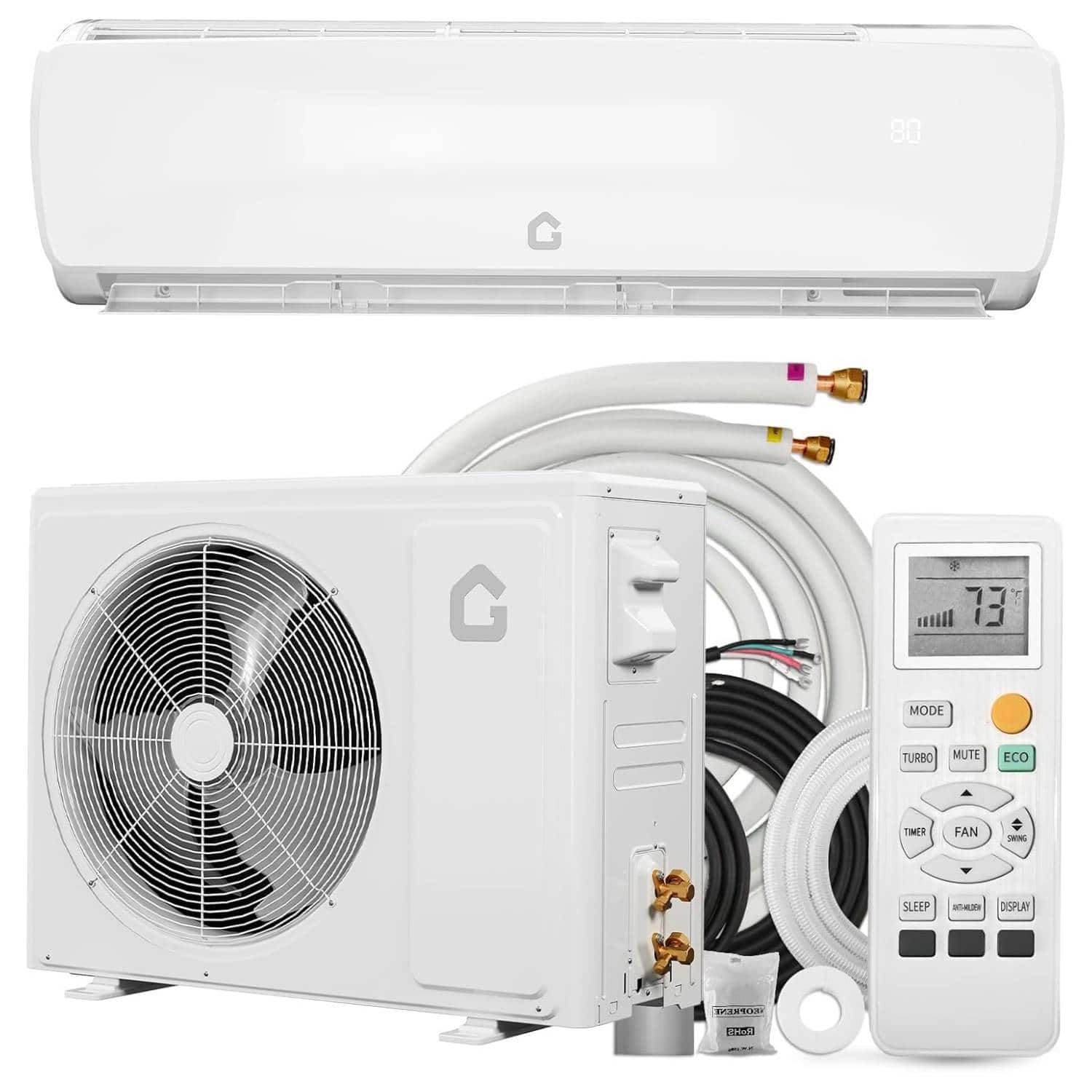 Qeetex - 12000BTU 19 SEER2 115V Q Panel Indoor Mini Split Air Conditioner, for Rooms up to 750 Sq. Ft - White