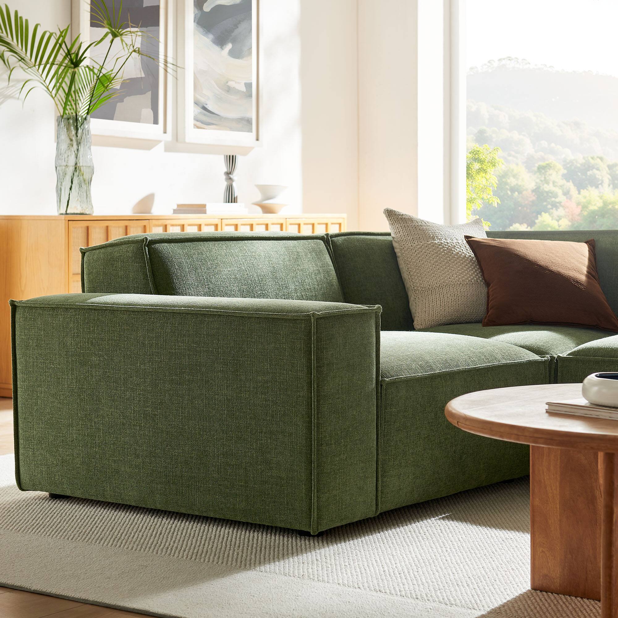 Alt View 10. Modway - Restore 3-Piece Performance Fabric Upholstered Modular L-Shaped Sectional Sofa by Modway - Foliage.