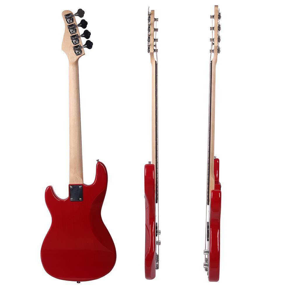 Angle. Winado - Full Size GP Bass Guitar 4 String Electric Bass Guitar Kit with Solid Wood Body, Dynamic Tone Includes 20W Amp.