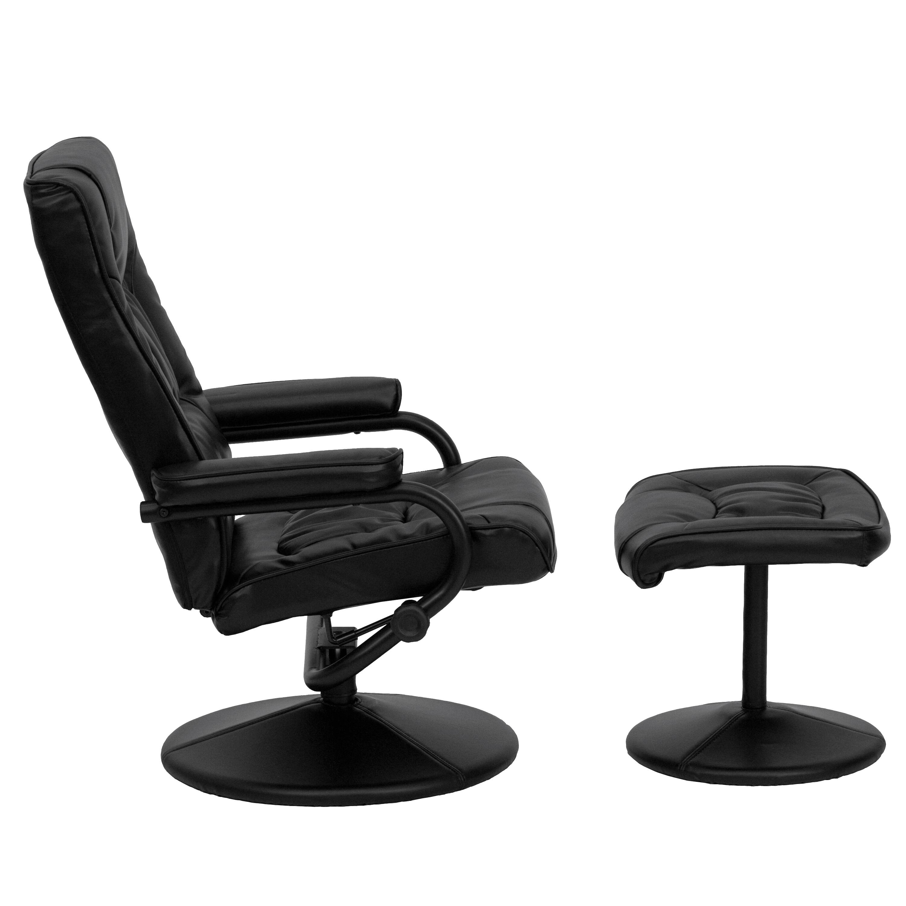 Alt View 5. Emma + Oliver - Contemporary Multi-Position Recliner & Ottoman w/ Wrapped Base - Black.