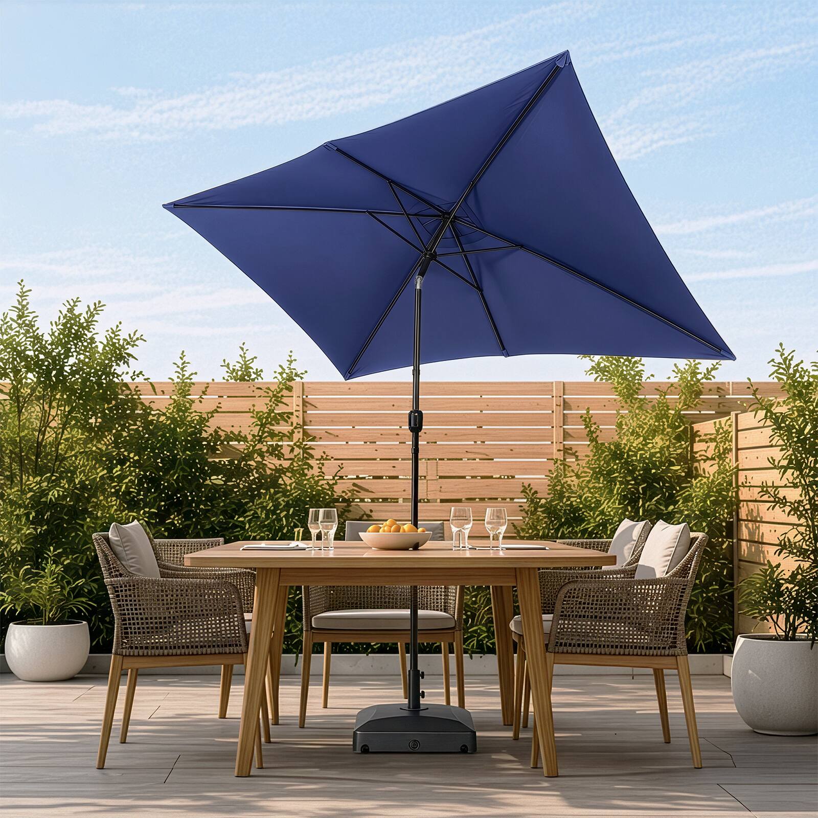 Left. Winado - 10x6.5 ft Patio Umbrella Outdoor Umbrella with Push Button Tilt and Crank, Umbrella Outdoor Patio.