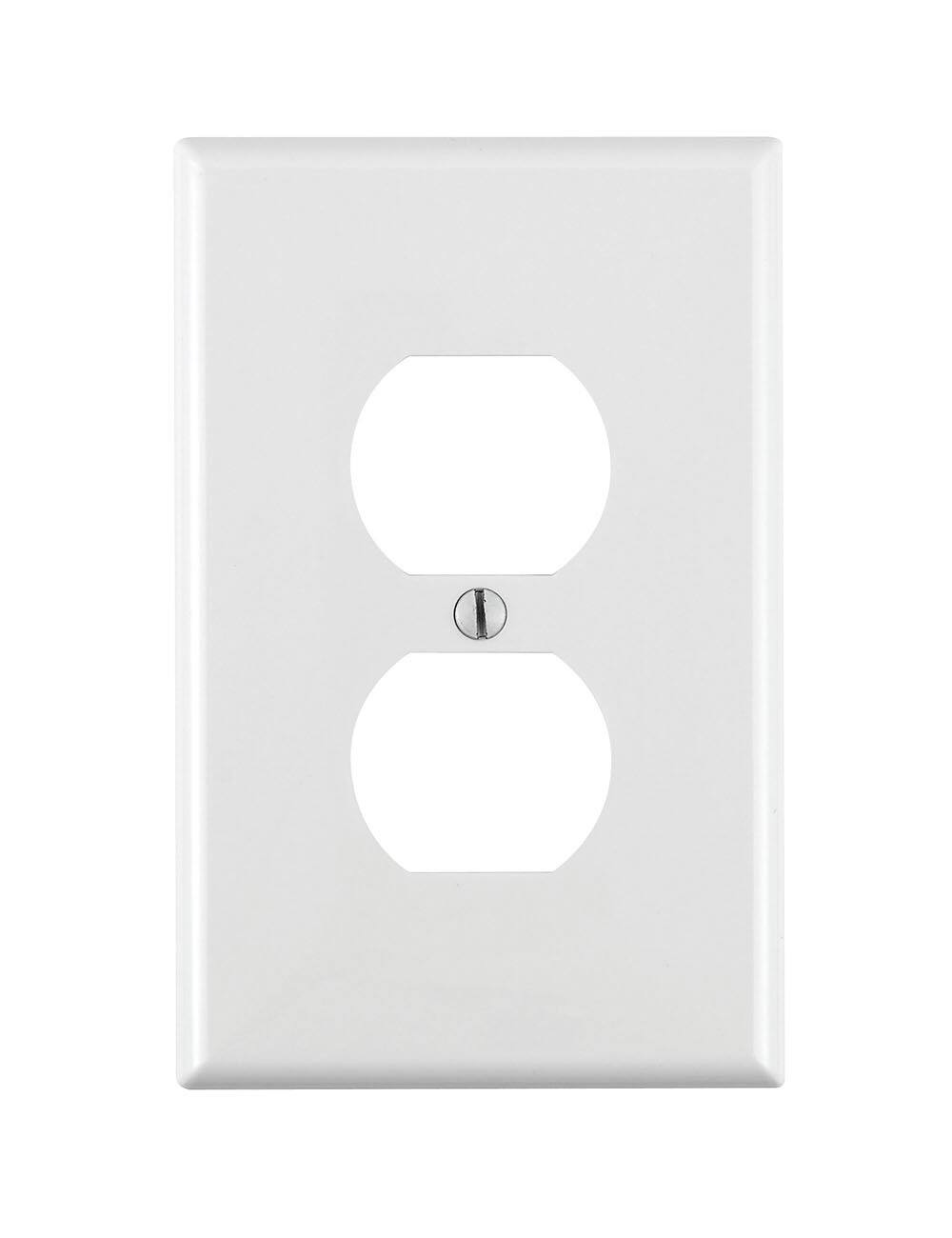 Front. Leviton - Leviton White 1 gang Nylon Duplex Wall Plate 1 pk (Case of 20) - White.