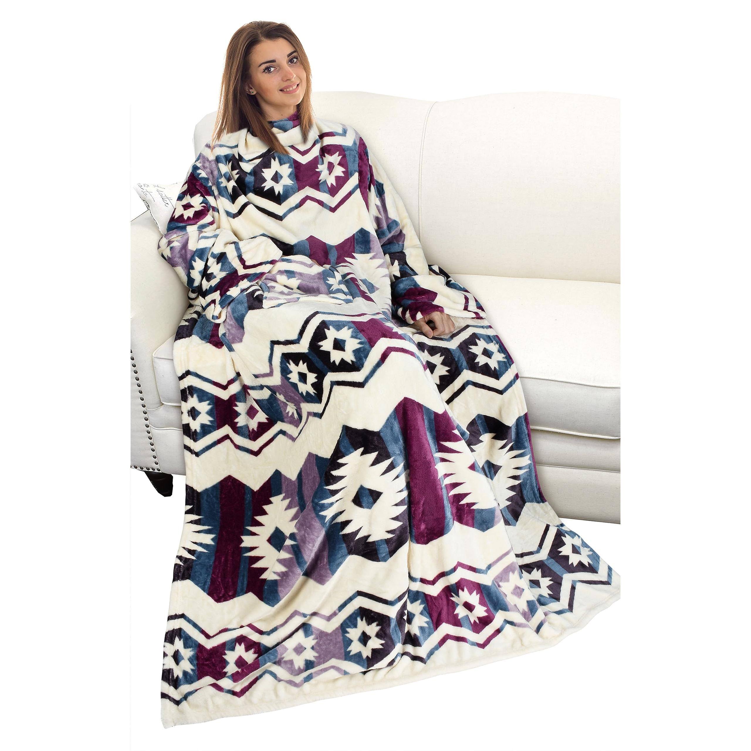 Front. Pacoar Cade - Wearable Blanket With Sleeves And Pocket Soft Comfy Fleece Snuggy Wrap Throws Robe For Women Men PolyesterWearable - Southwest Star.