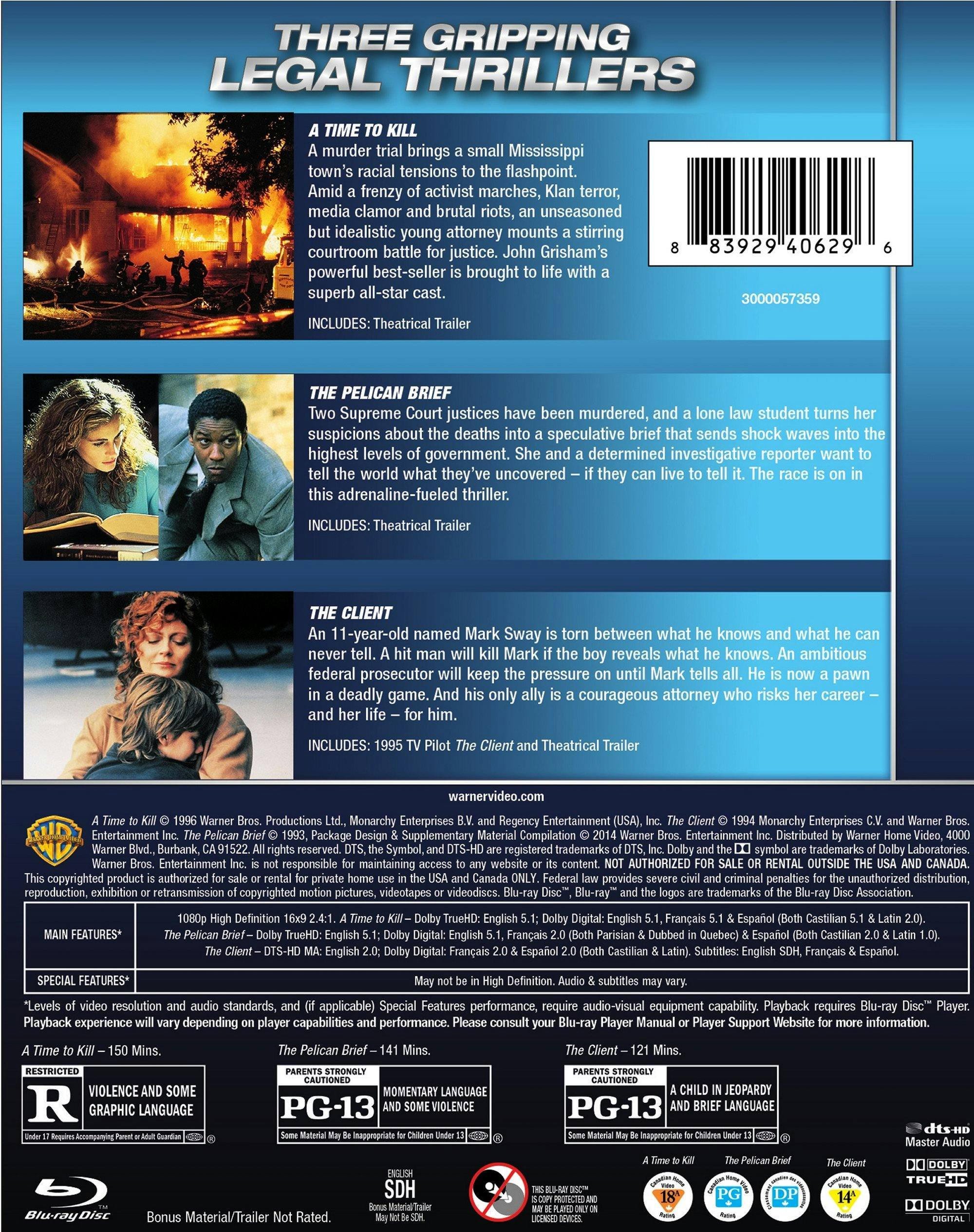 Angle. A Time to Kill/The Pelican Brief/The Client (Box Set) [Blu-ray].