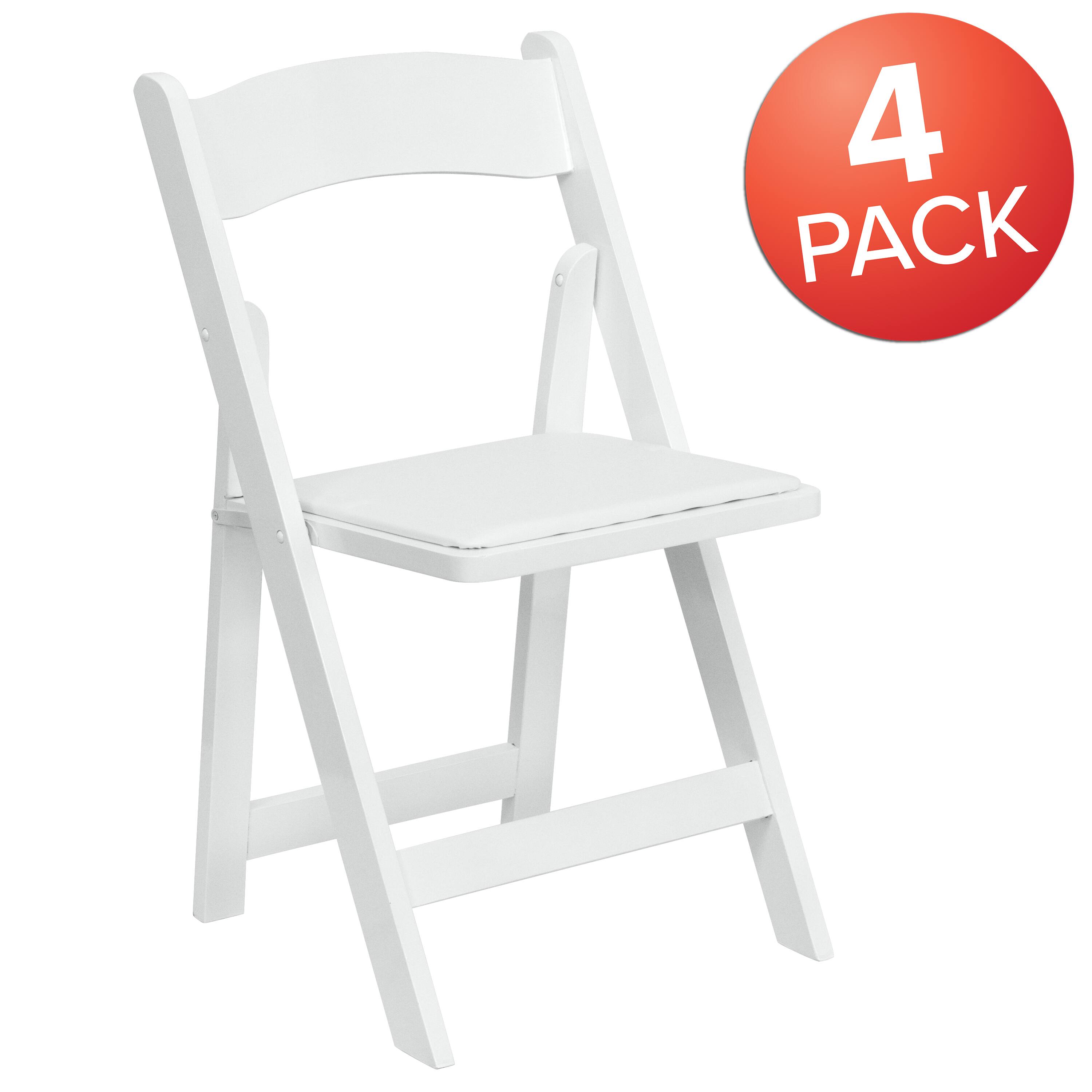 Alt View 1. Emma + Oliver - 4 Pack Wood Folding Chair with Vinyl Padded Seat - White.