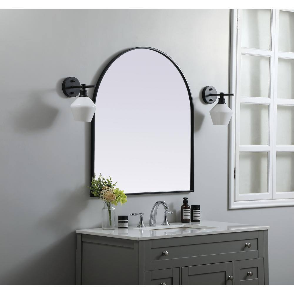 Alt View 4. Elegant Decor - Metal Frame Arch Mirror 33x36 Inch in Black - Black.