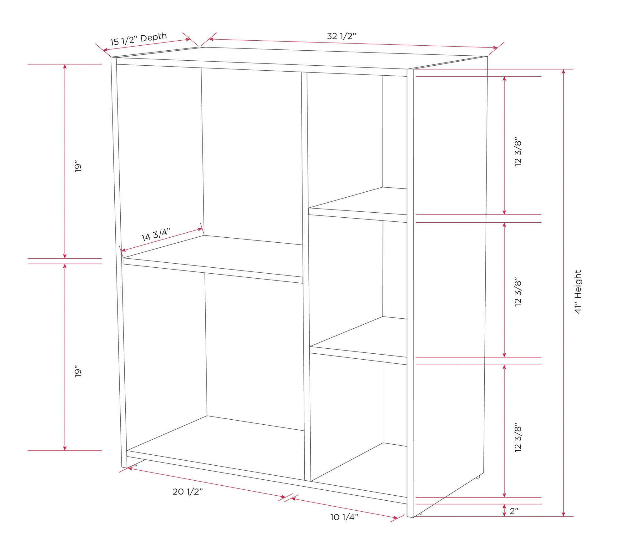 15 1/2" Depth  
32 1/2"  
4 19"  
3/8"  
12  
14 3/4"  
A  
3/8"  
12  
Height  
41"  
19"  
T  
3/8"  
12  
20 1/2"  
10 1/4"  
2"