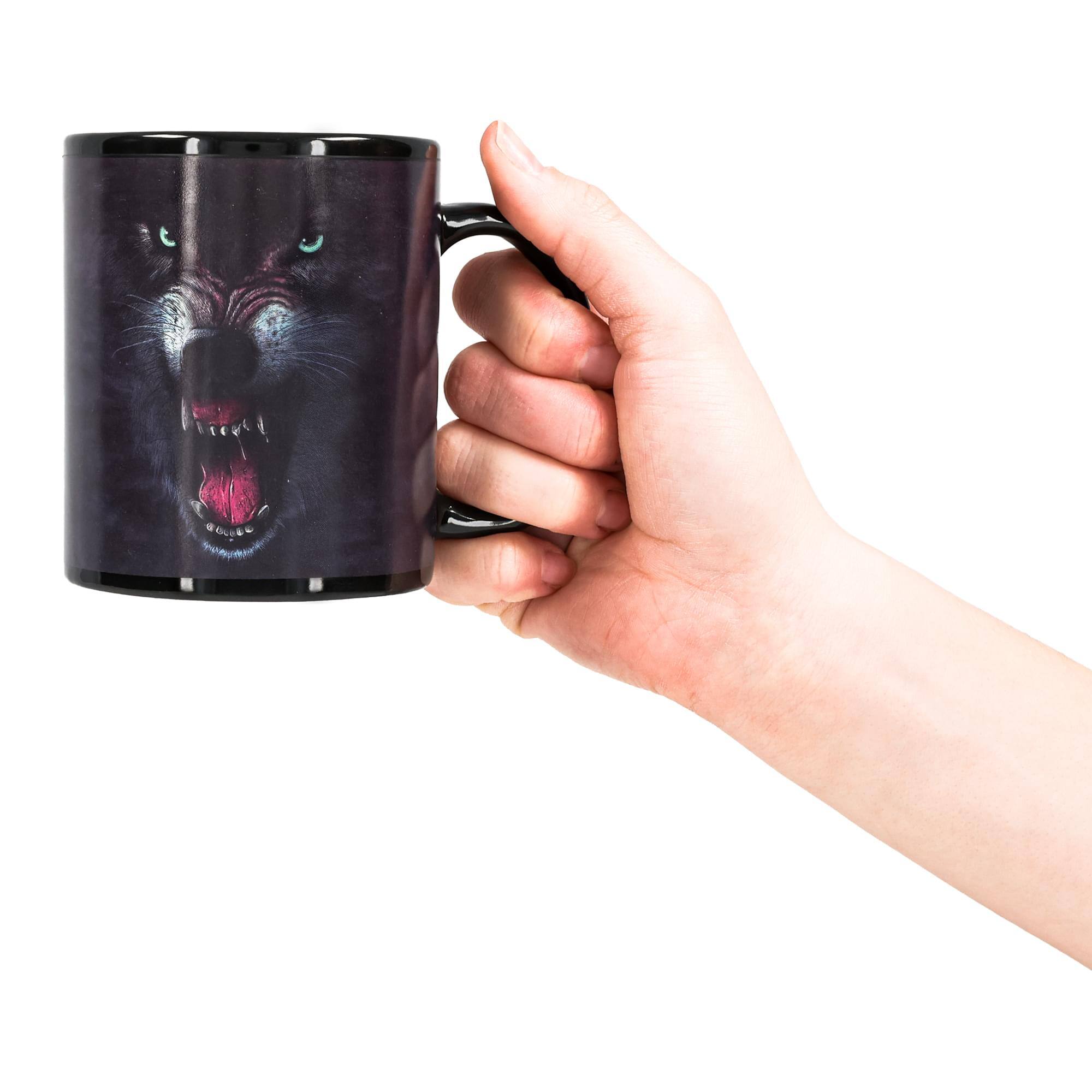 Alt View 2. Just Funky - Growling Wolf 11oz Coffee Mug - Black.