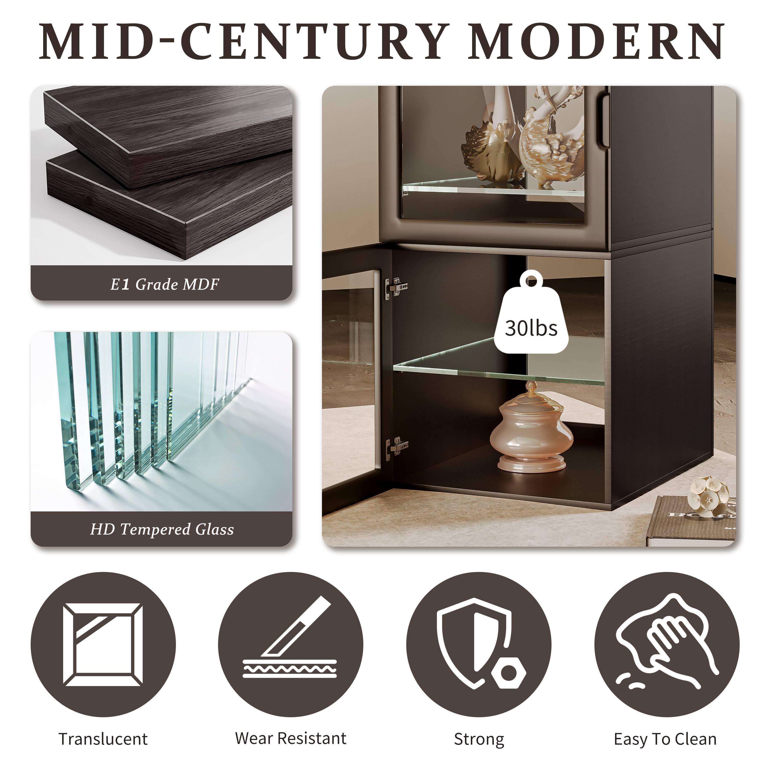 MID-CENTURY MODERN

- E1 Grade MDF
- HD Tempered Glass
- Translucent
- Wear Resistant
- Strong
- Easy To Clean
- 30lbs