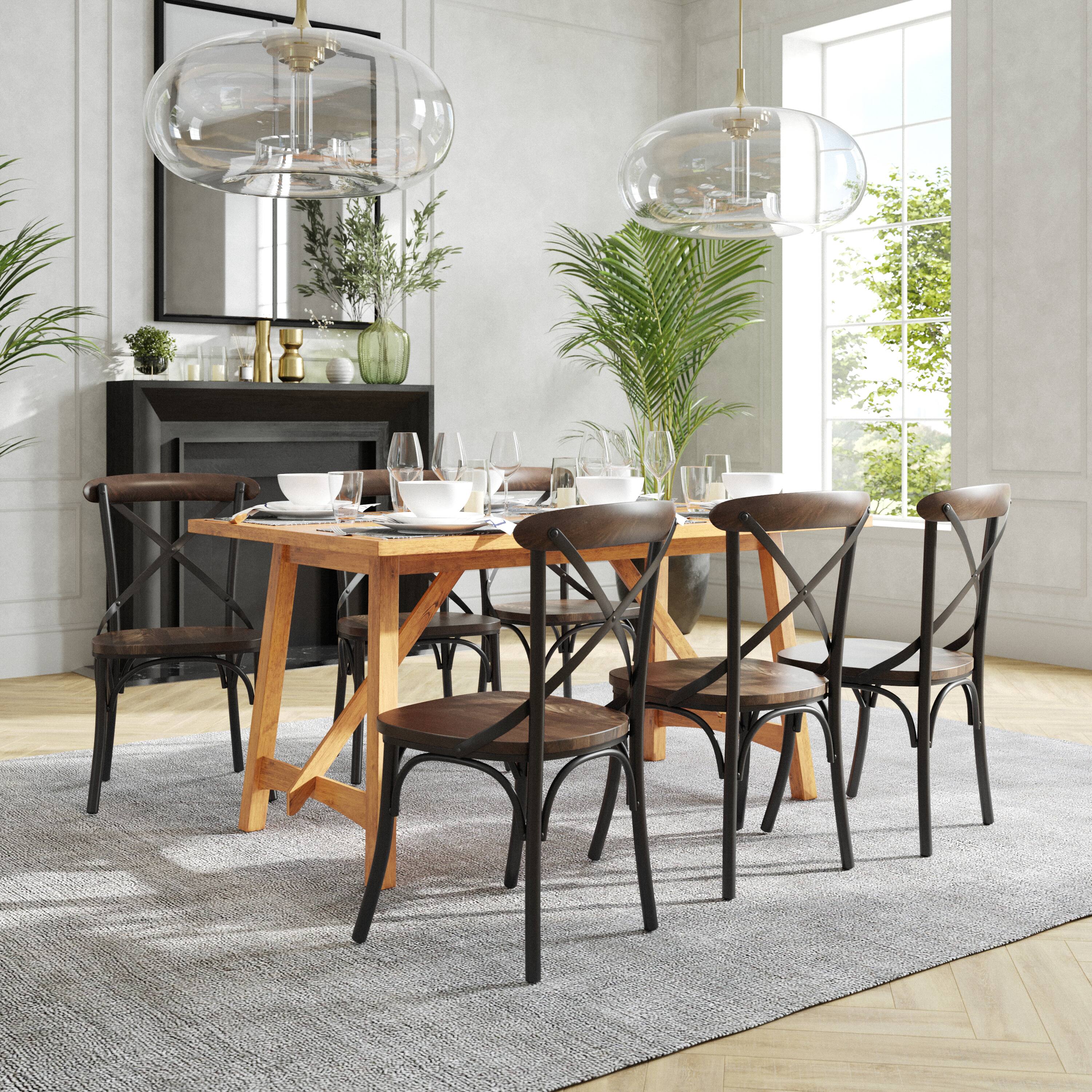 Alt View 2. Flash Furniture - Advantage X-Back Chair with Metal Bracing and Fruitwood Seat - Black.
