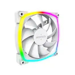 Montech - AX120 PWM ARGB Fan 1600PWM, High-End Durability, Silent Performance, and Stunning ARGB Design (120mm) - White