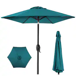 Best Choice Products - 7.5ft Heavy-Duty Outdoor Market Patio Umbrella w/ Push Button Tilt, Easy Crank - Cerulean