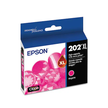 Designed for Excellence Epson COR 200 XL FAL 202 XL High-capacity prints* 2.5x more Grande capacit plus de XL 2,5 fois tirages* Beg M Claria Magenta
