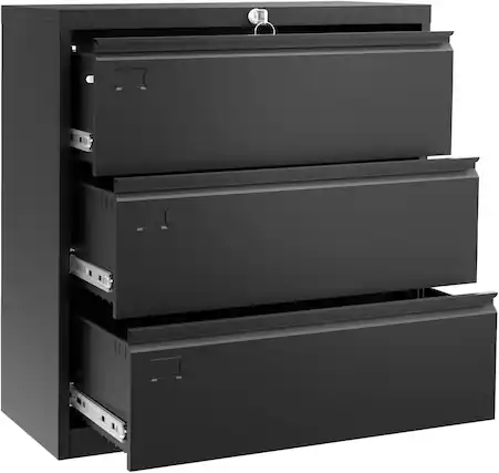 Front. Acekool - Lateral File Cabinet, with Lock & Keys, 3 Drawer.