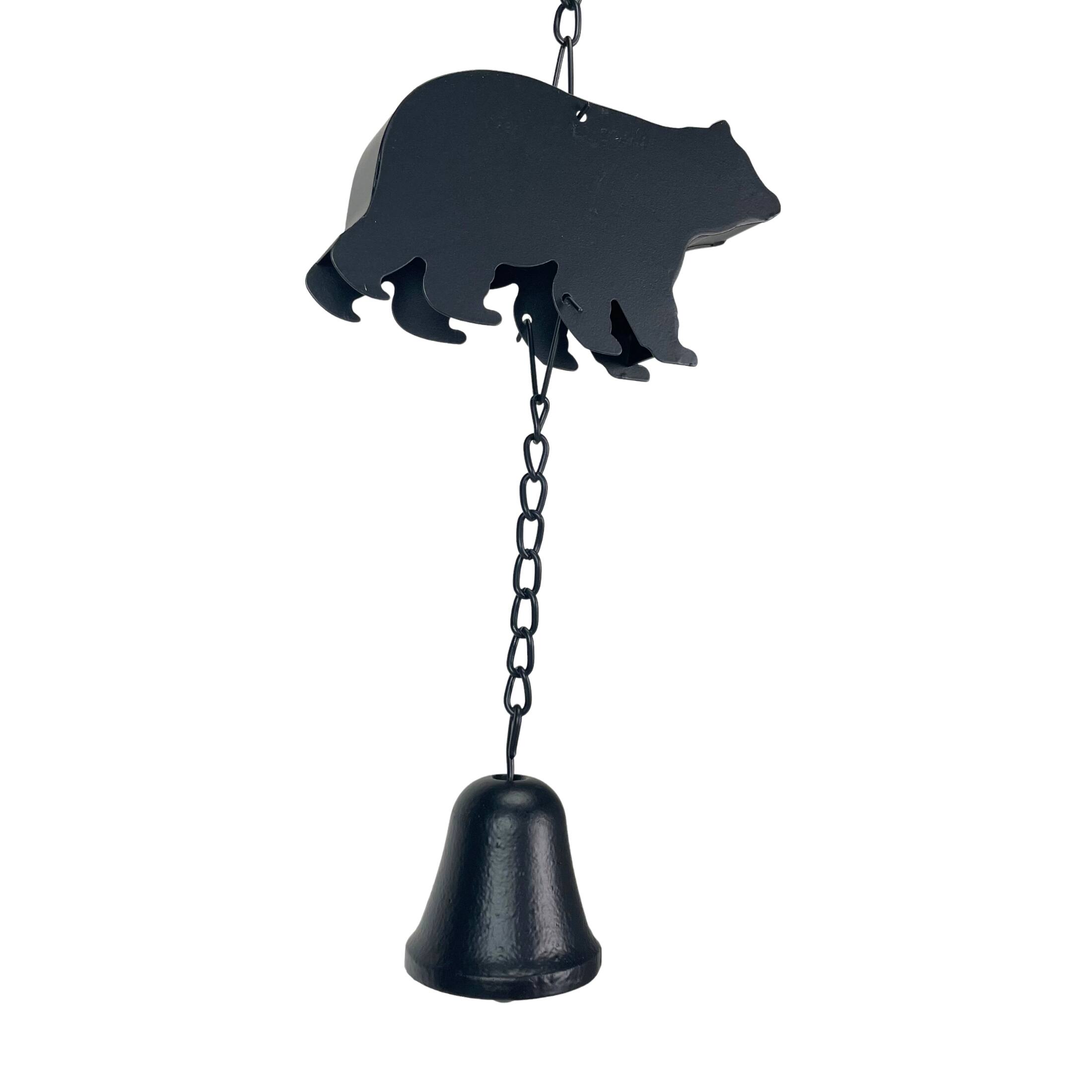 Alt View 8. Things2Die4 - Black Bear Rain Chain - 75" Long with 8 3D Bear Designs, Weighted Bell - Black.
