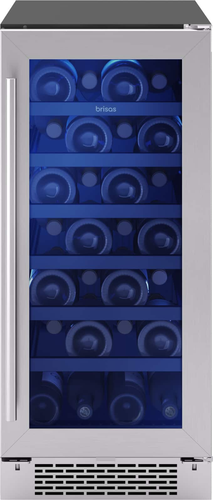 Zephyr - Brisas 15 in. 28-Bottle Single Zone Wine Cooler - Stainless Steel/Glass - Front_Zoom