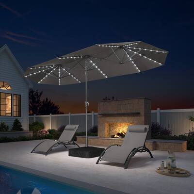 PURPLE LEAF 13 ft. Patio Market Umbrella with Solar LED and Base Double Sided Outdoor Table Sun Umbrellas for Pool Deck Backyard Light Gray BBY02-STUM13-L-LG - Best Buy PURPLE LEAF 13 ft. Patio Market Umbrella with Solar LED and Base Double Sided Outdoor Table Sun Umbrellas for Pool Deck Backyard Light Gray BBY02-STUM13-L-LG - Best Buy