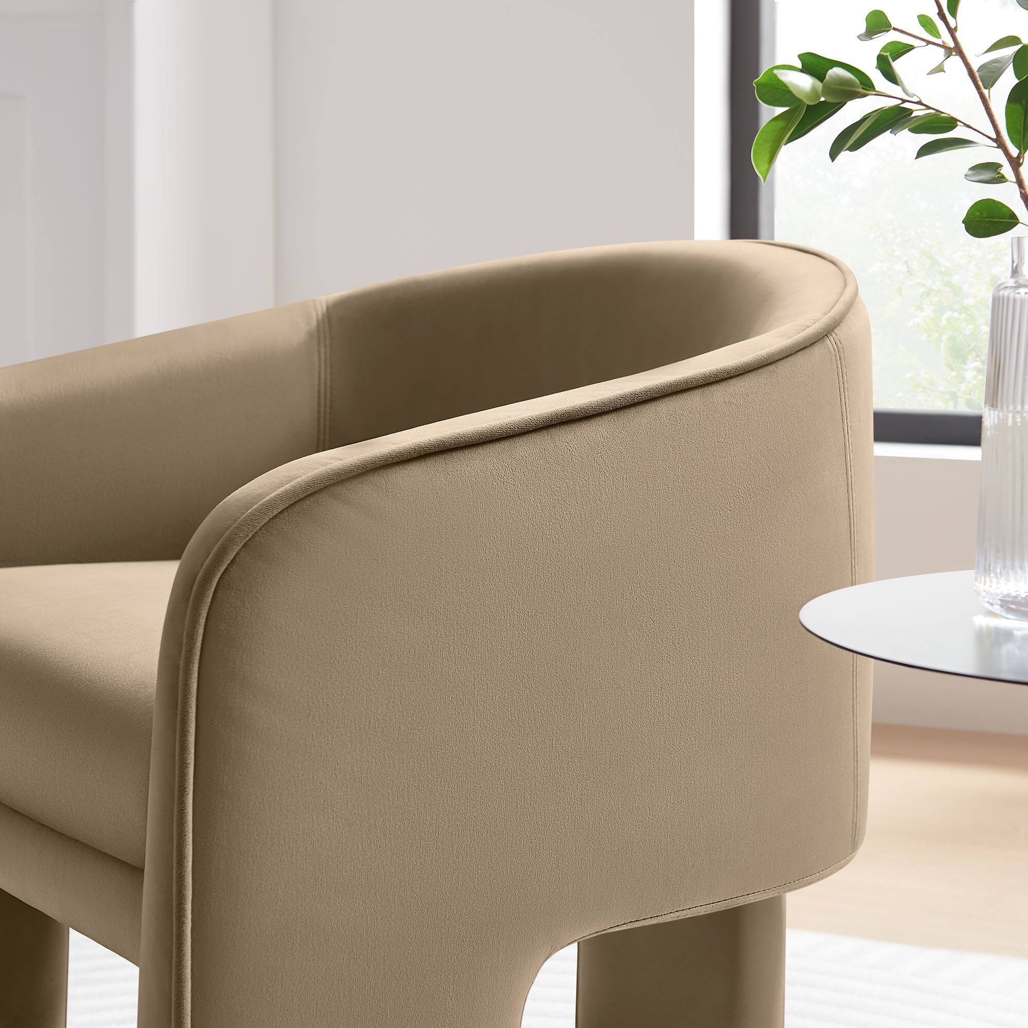 Alt View 5. Modway - Greer Performance Velvet Upholstered Accent Armchair by Modway - Gray.