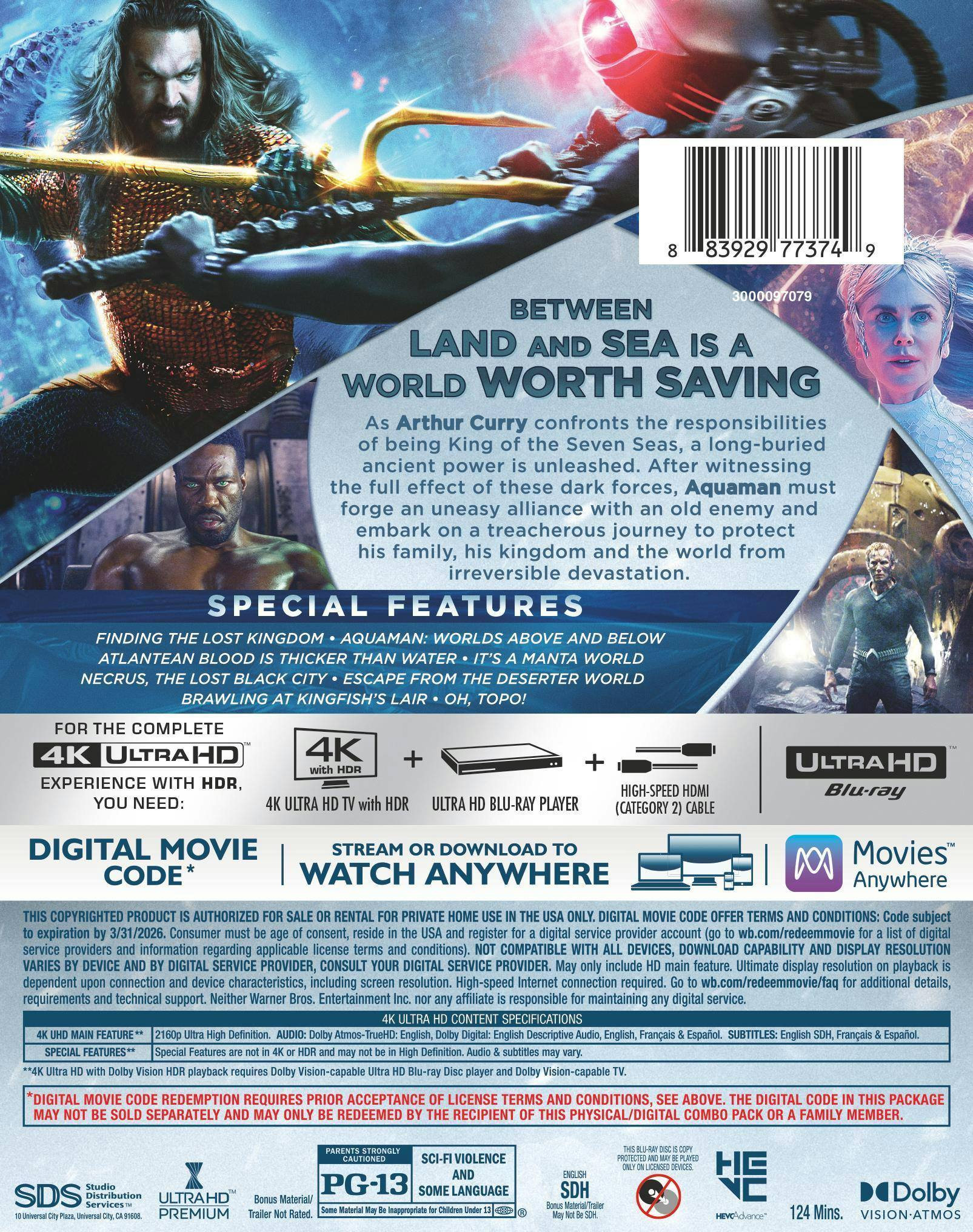 Back. Aquaman and the Lost Kingdom   - 4K Blu-Ray.