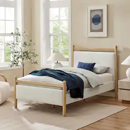 Ginny Platform Bed Frame by Modway - Light Oak Heathered Ivory