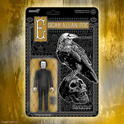 **WARNING: CHOKING HAZARD**
ADULT COLLECTIBLE - NOT A TOY
AGES 14+
DCAR ALLAN POE
NEVERMORE
5 ReAction FIGURES
© Super7 OpCo LLC