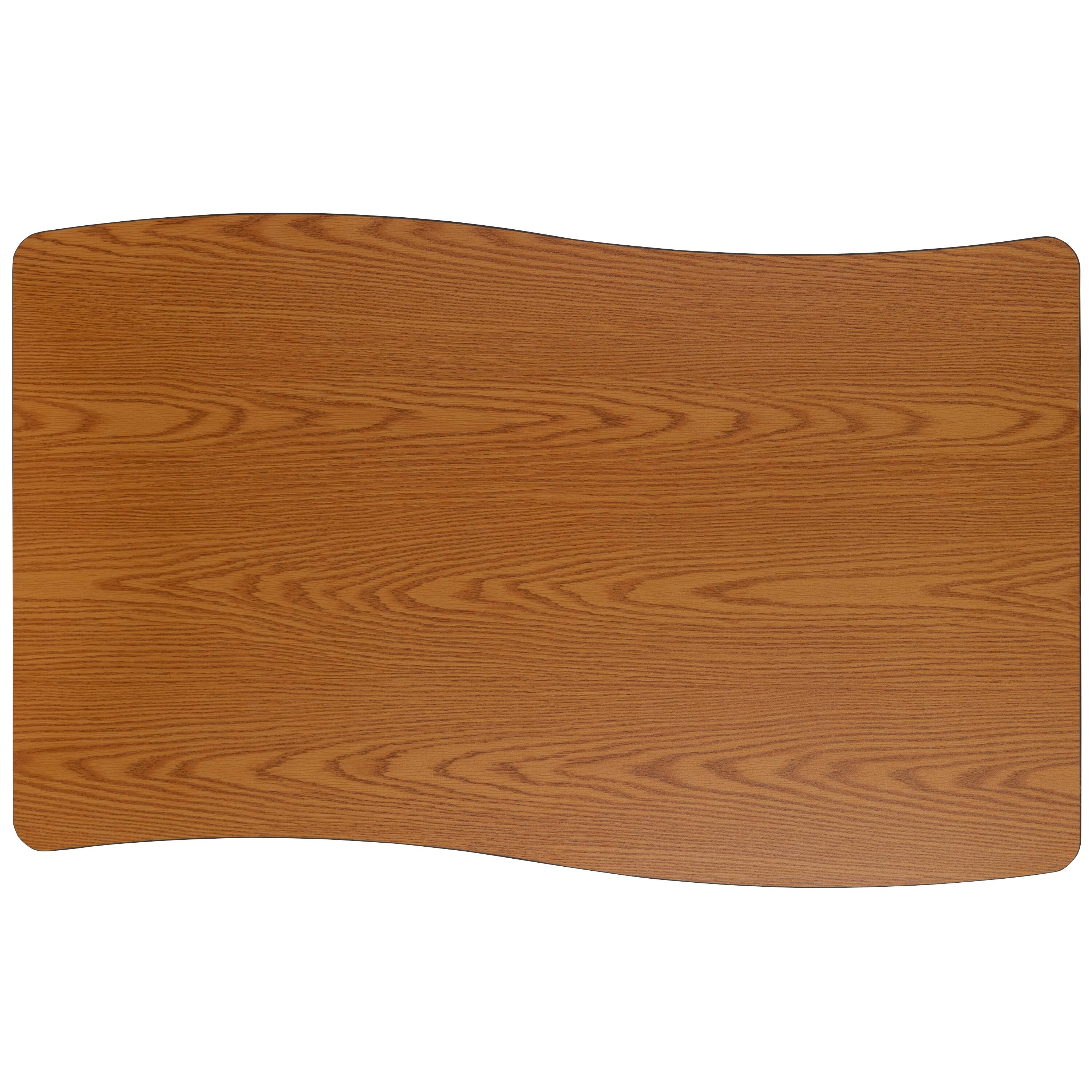 Alt View 6. Emma + Oliver - Mobile 28"Wx47.5"L Rectangle Wave Flexible Collaborative Adjustable Activity Table - Oak.