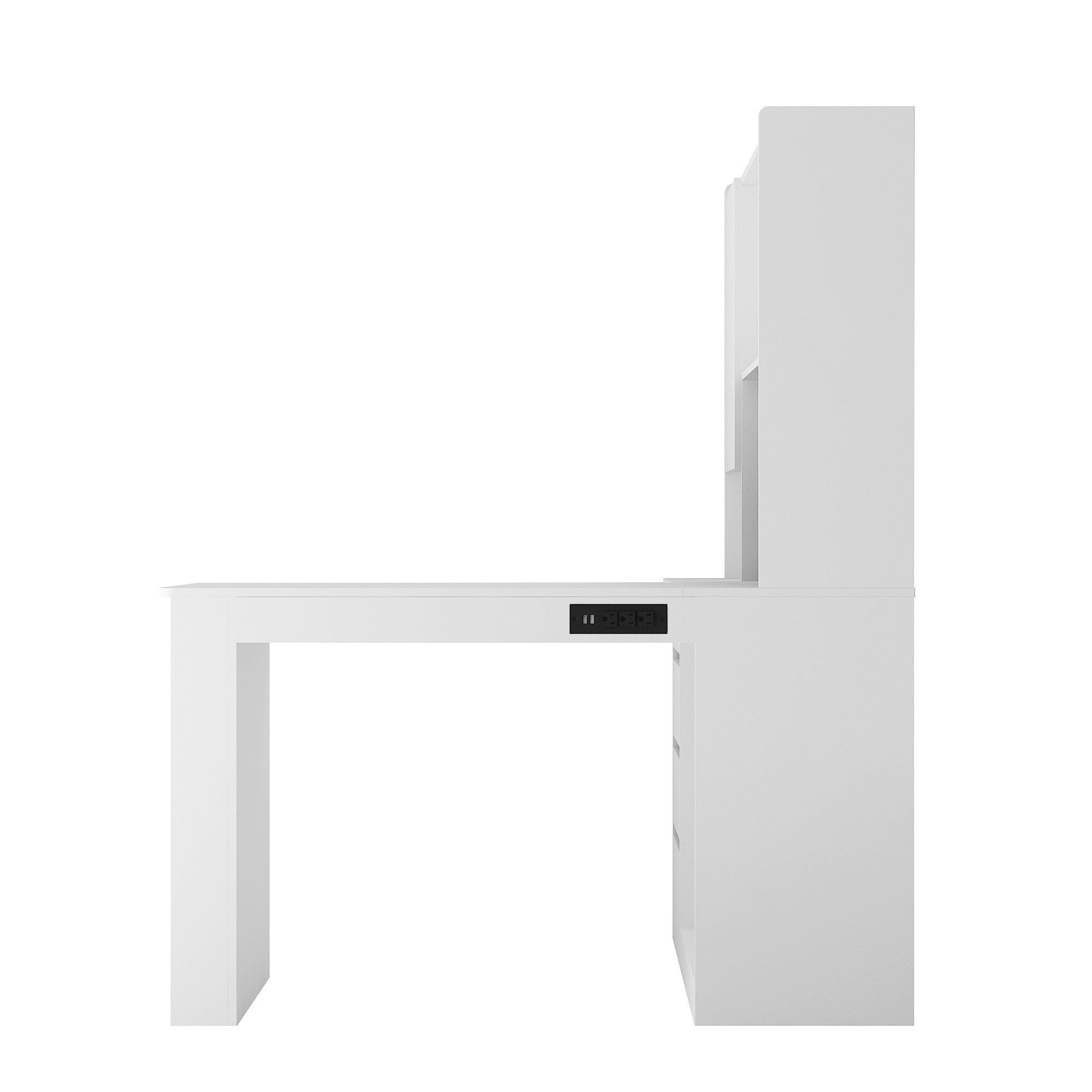 Alt View 7. Boyel Living - L Shaped Desk with Charger and LED Light - White.