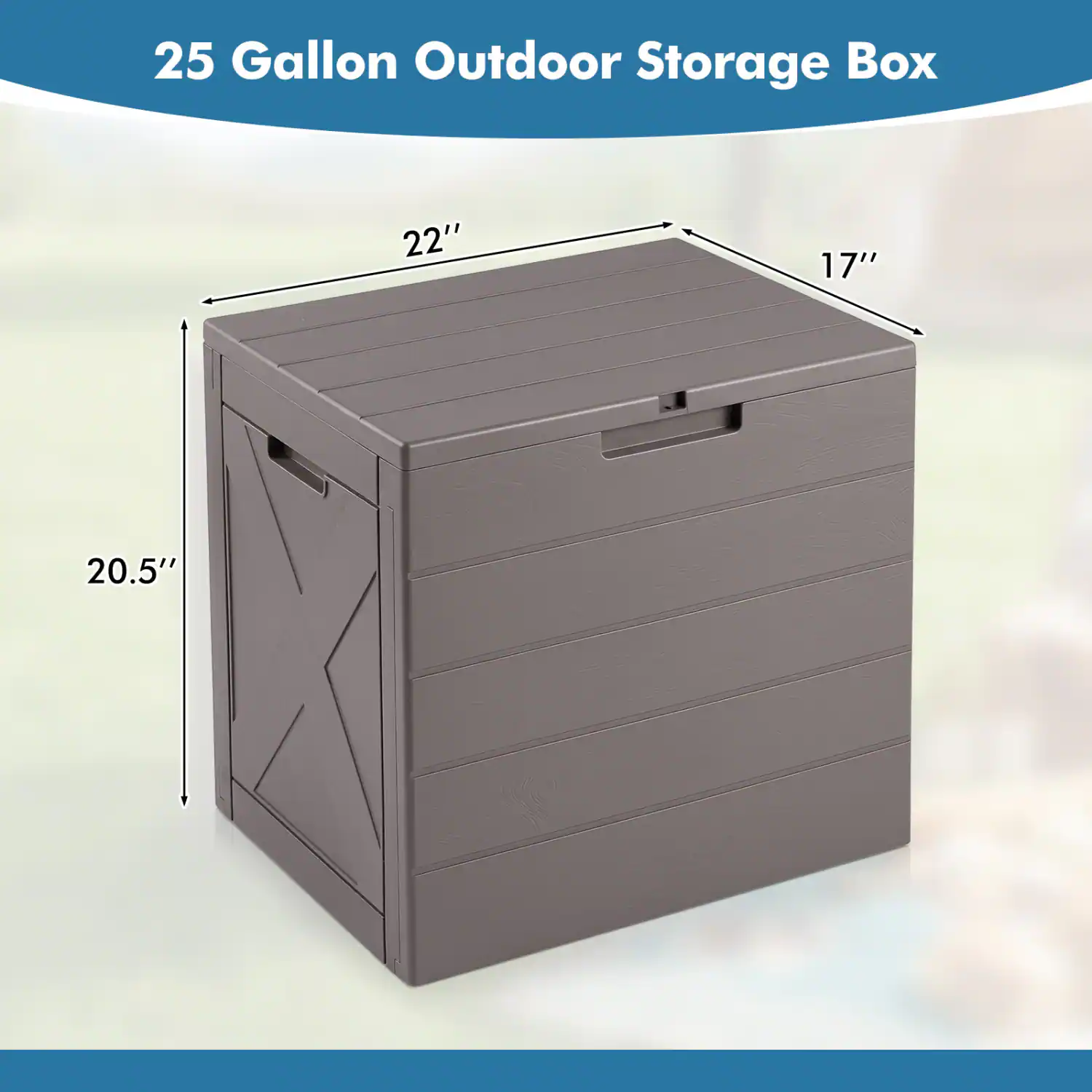 25 Gallon Outdoor Storage Box

22"
17"
20.5"