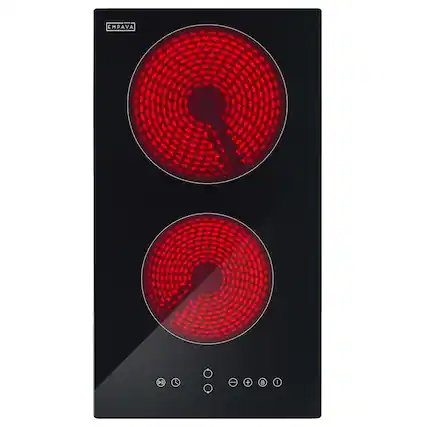 Front. Empava - 12 in. ETL-Certified 2 EGO Heating Elements Electric Radiant Cooktop - Black.