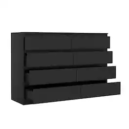 Spaco - 8 Drawers Storage Dresser, Modern Handle-Free Design for Bedroom, Closet and Living Room, Euro Slide Wood Chest - Black