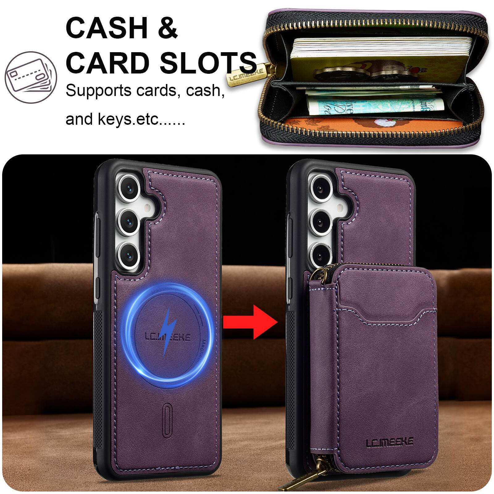 CASH & CARD SLOTS  
Supports cards, cash, and keys, etc.....