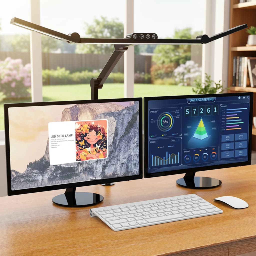 Dazzed Corner - LED Desk Lamp with Clamp, 24W Ultra Bright, Stepless Dimming & Atmosphere Lighting