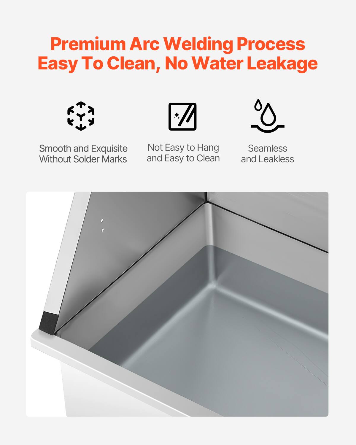 Premium Arc Welding Process  
Easy To Clean, No Water Leakage  

- Smooth and Exquisite Without Solder Marks  
- Not Easy to Hang and Easy to Clean  
- Seamless and Leakless