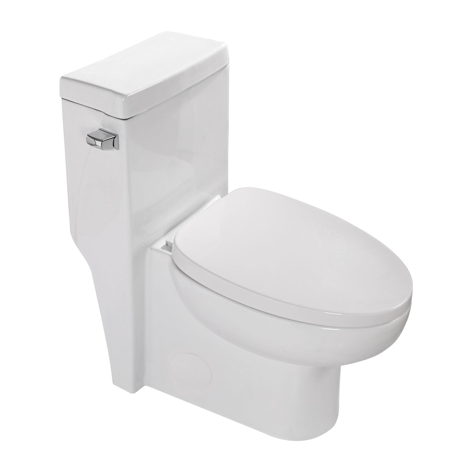 Alt View 4. TinyHomie - Ceramic One Piece Toilet Single Flush with Soft Closing Seat - White.