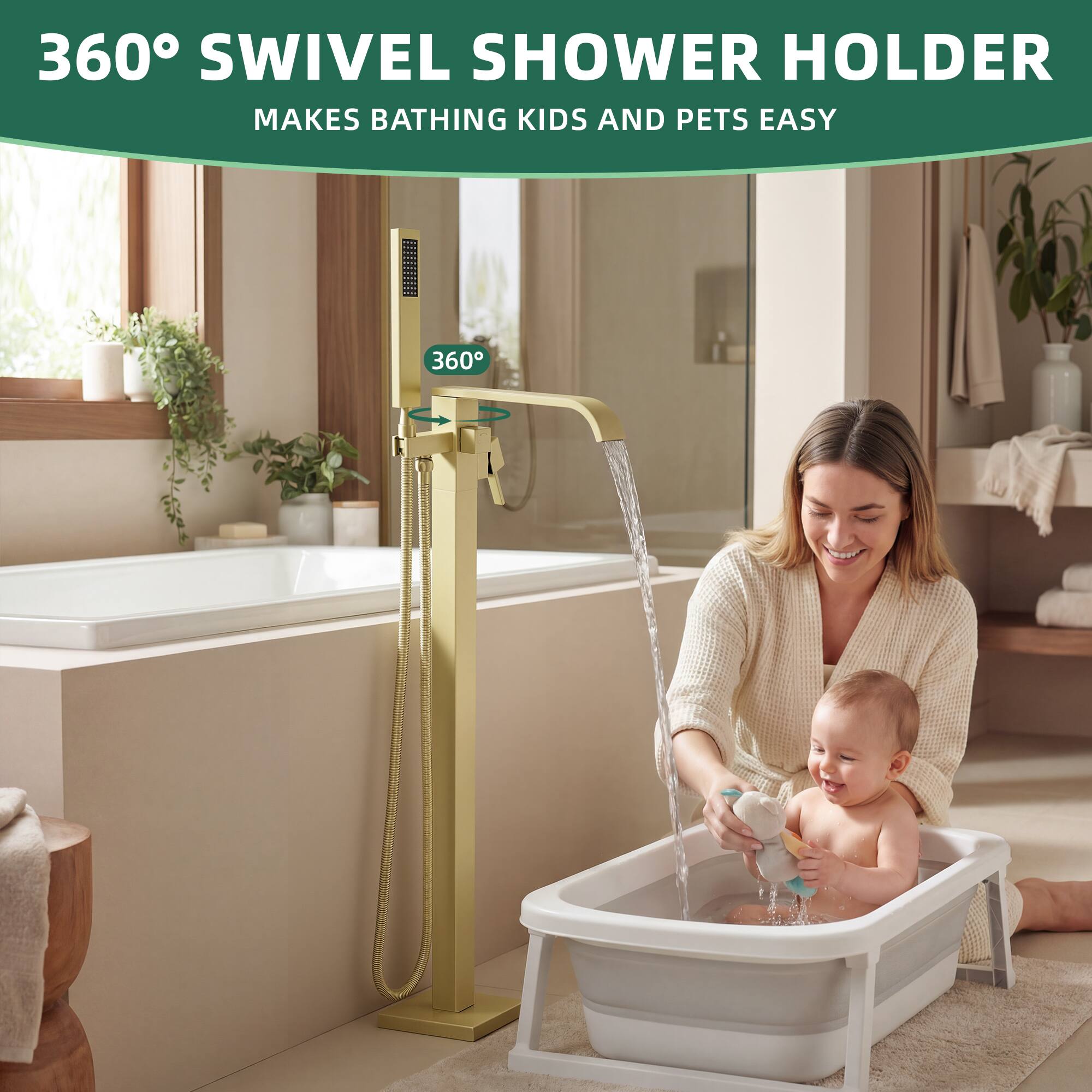360° SWIVEL SHOWER HOLDER  
MAKES BATHING KIDS AND PETS EASY