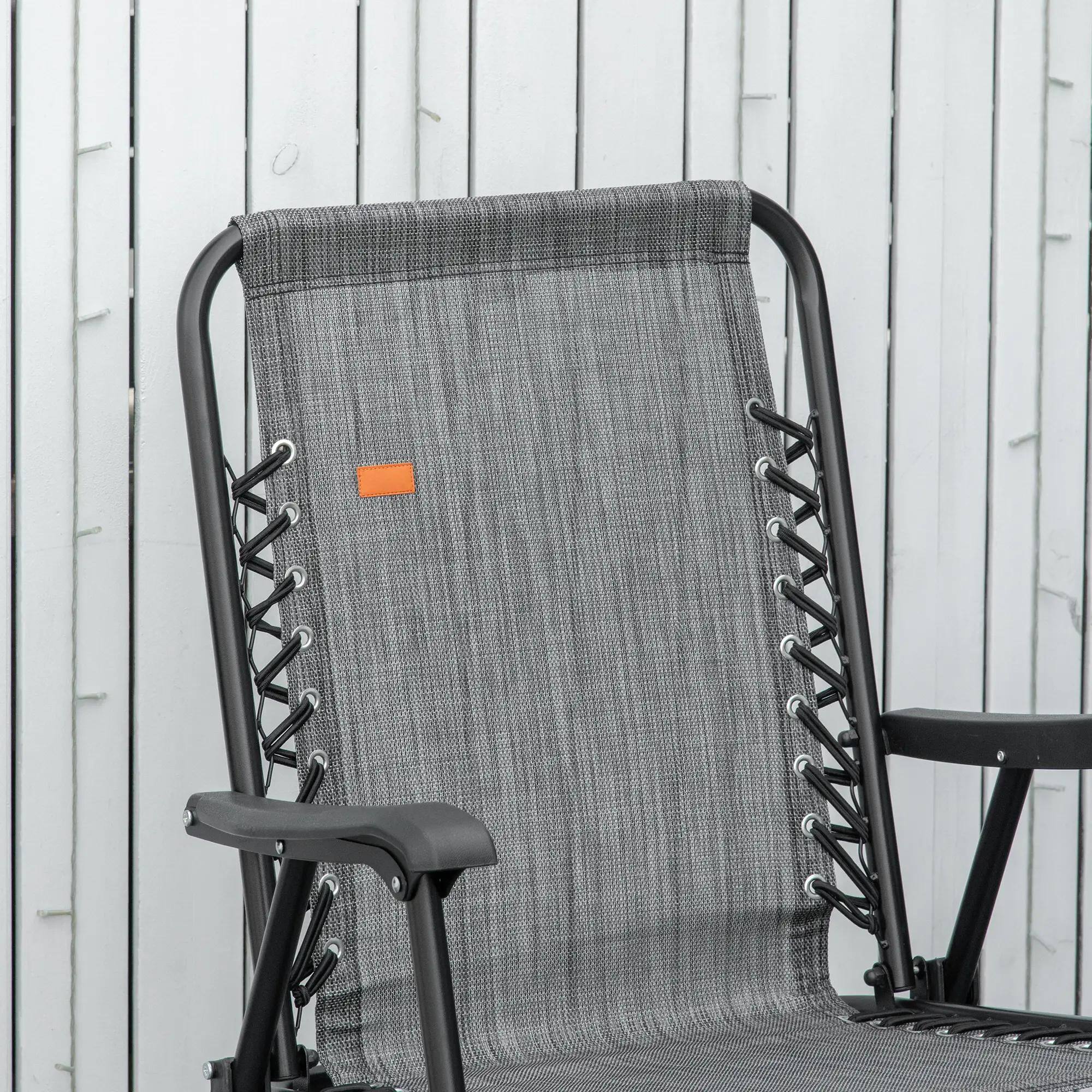 Alt View 1. Resenkos - Resenkos Patio Folding Chair, Outdoor Bungee Sling Chair w/ Armrests, Portable Lawn Chair, Alloy Steel, Gray - Gray.