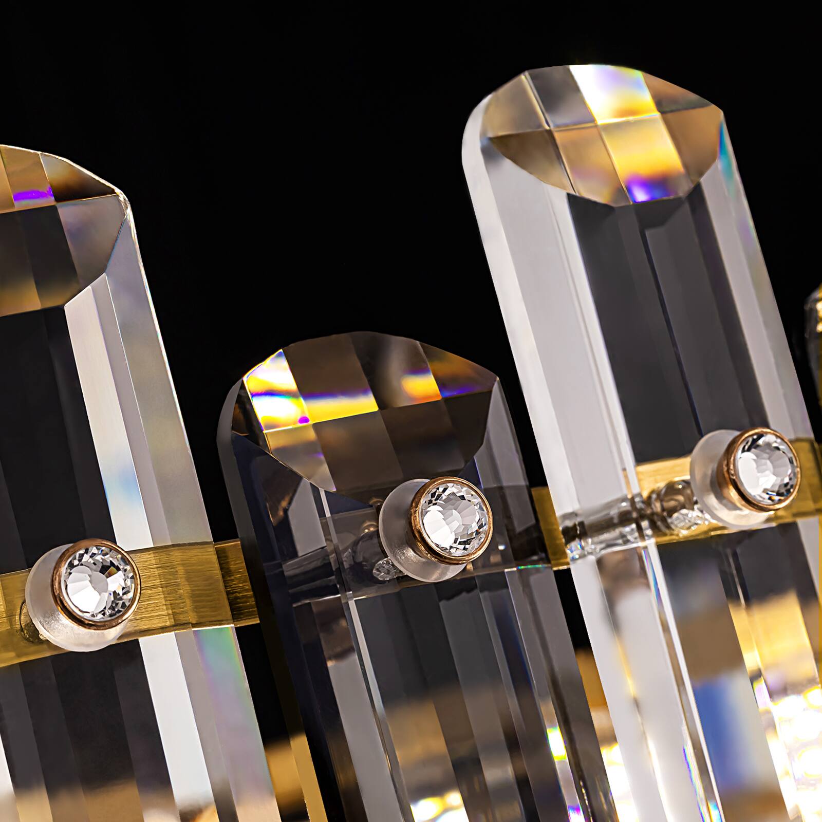 Alt View 4. Siljoy - 24-inch Gold K9 Crystal Chandelier Modern Ceiling Light for Living Room Kitchen Island, Dimmable E12 Base - Gold.