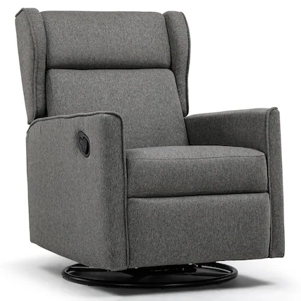 Front. CloudRest Pro - Rocking Recliner Chair Textile Swivel Glider Reclining,Gray - Gray.