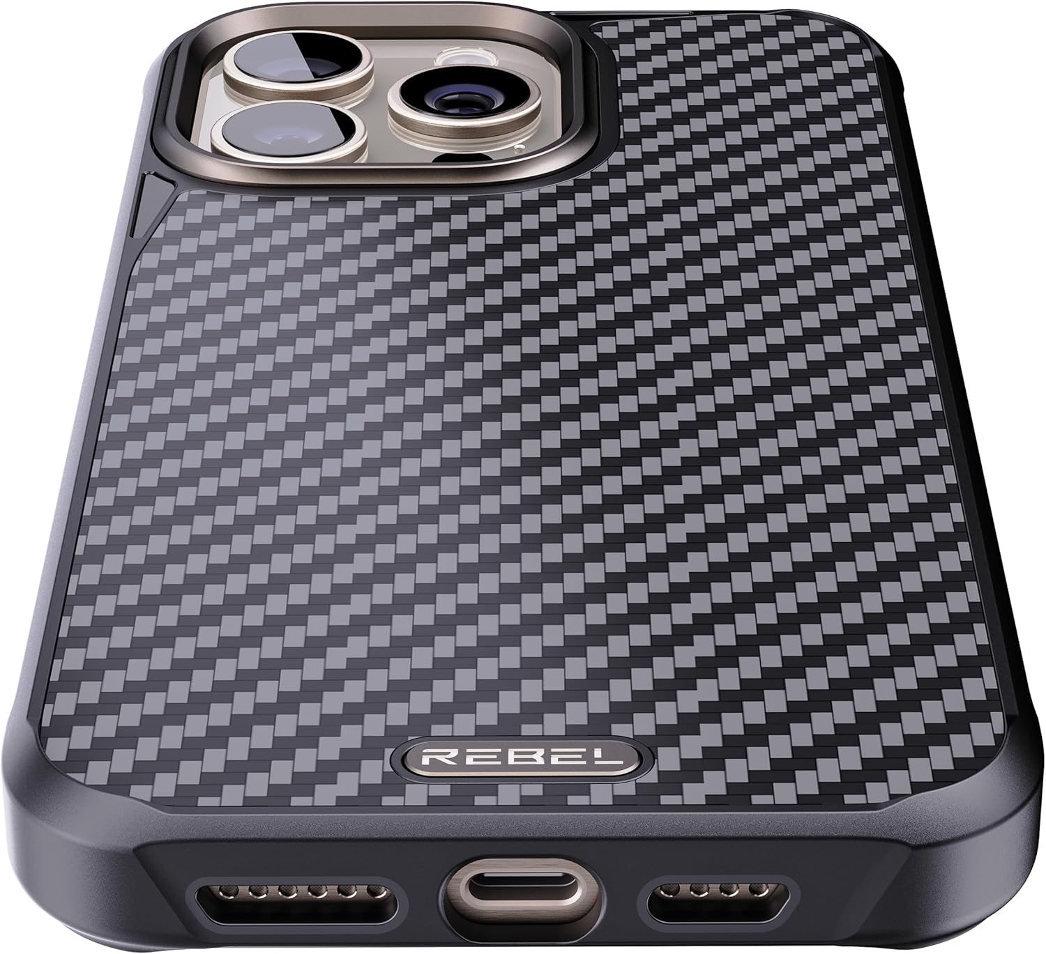 Alt View 1. Rebel - Rebel - Rebel Series GEN5 Case For Apple iPhone 15 Pro Max - Black/Aramid Fiber - Black.