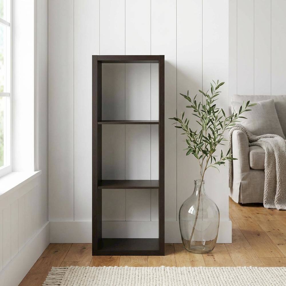 Left. FurniFact - Wooden bookcase with open shelving and sturdy construction - Dark Oak.