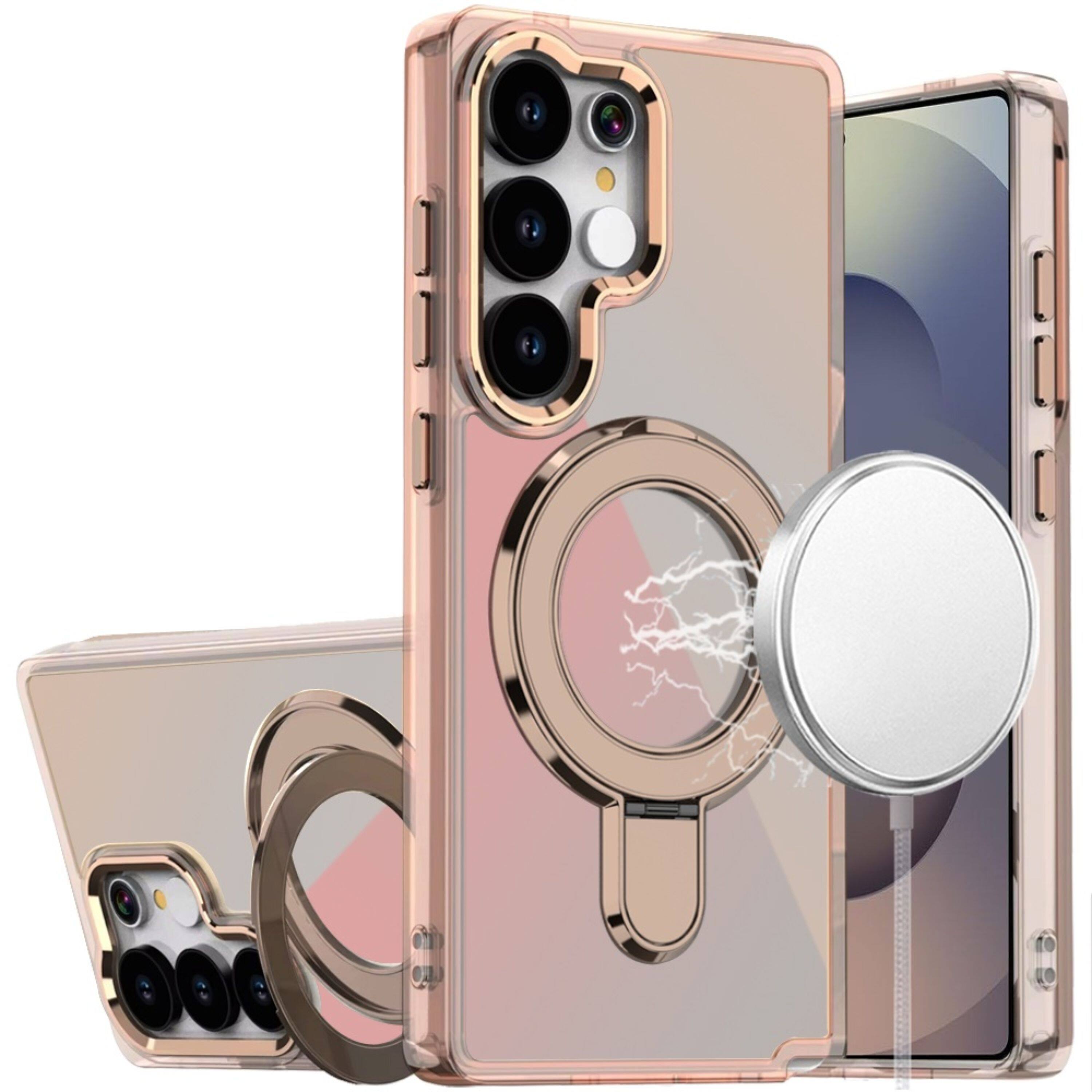 Front. Kitcheniva - Radiant Chrome Magnetic Circle Stand Plus Tempered Glass For Samsung S25 Ultra Desert Titanium - Titanium.