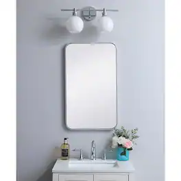 Elegant Decor - Soft corner metal rectangular mirror 18x30 inch - Silver