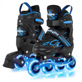 Costway - Adjustable Kids' Inline Skates Ages 5-7 4 Sizes Adjustable Blade Roller with Light-up Wheels - Black & Blue