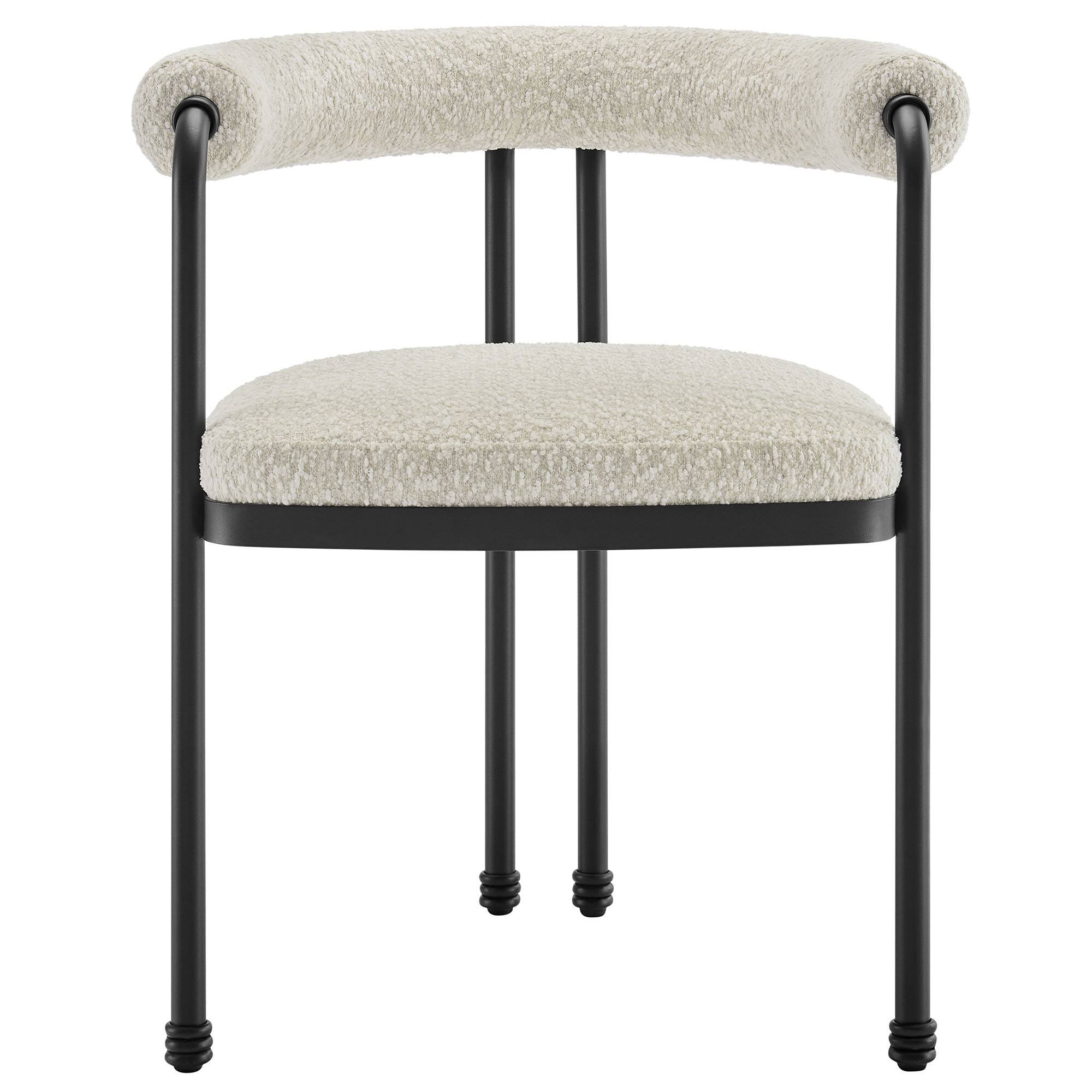 Alt View 2. Modway - Turin Curved Back Boucle and Metal Dining Accent Chair by Modway - White.