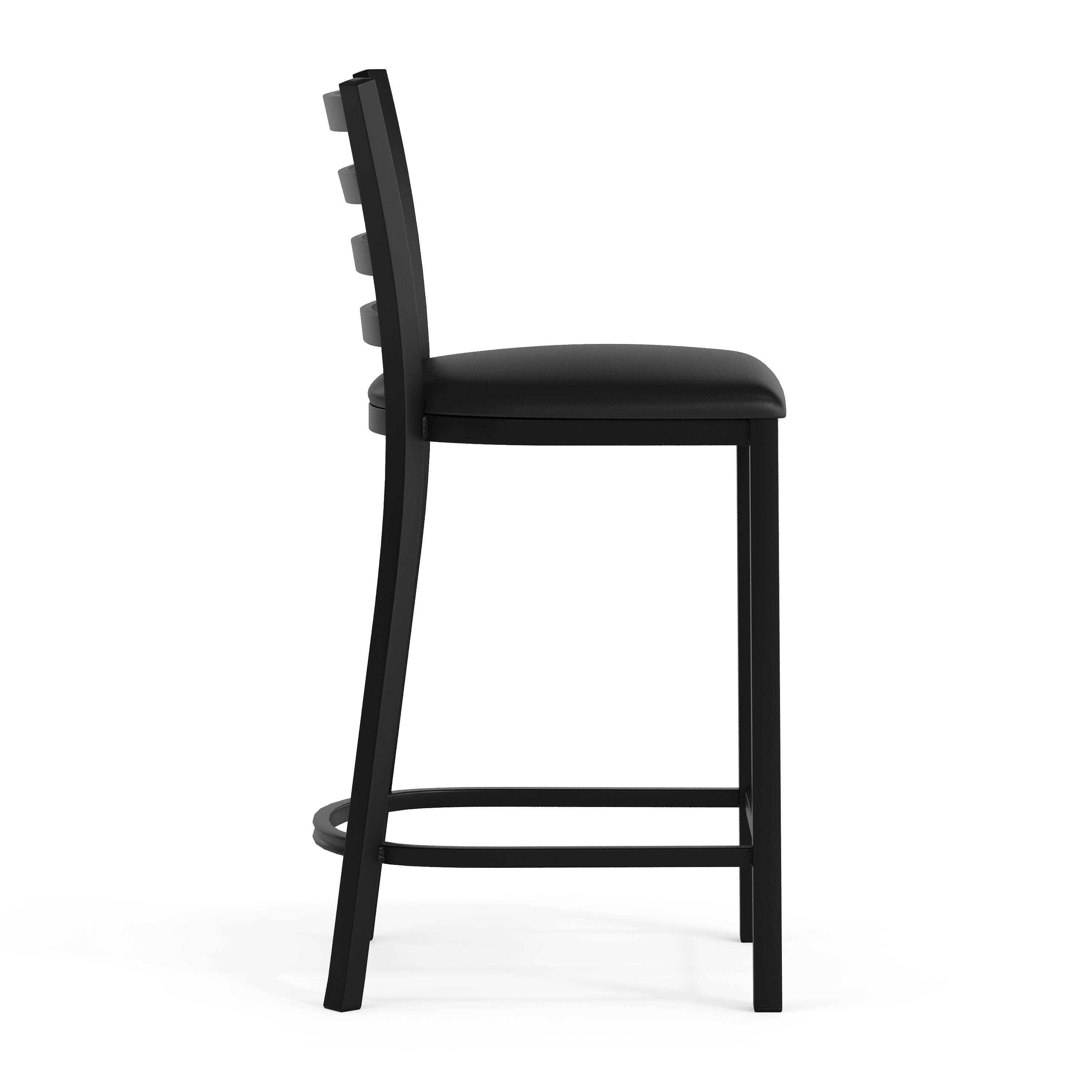 Alt View 9. Emma + Oliver - 2 Pack Ladder Back Metal Restaurant Counter Stool - Upholstered Seat - Black Vinyl Seat/Black Metal Frame.